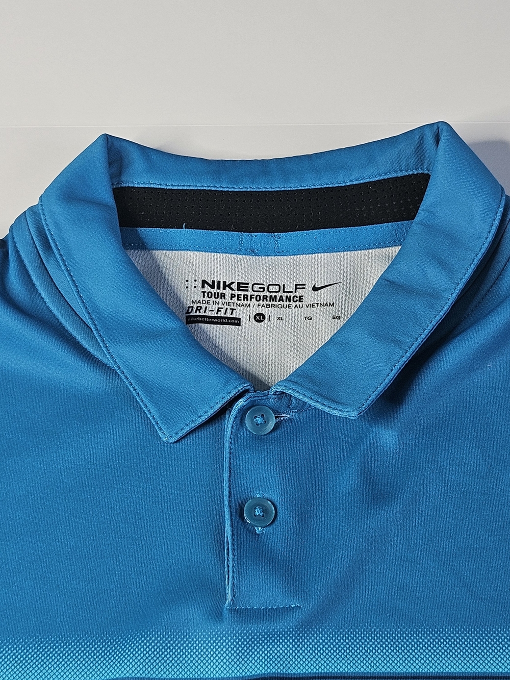 Nike Golf Tour Performance Dri-FIT Polo Shirt Mens XL Blue Striped Short Sleeve